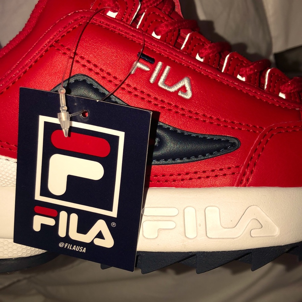 Fila💲Disruptor II Premium Shoe 🔴🔵⚪️Red/Navy/wht - Picture 8 of 8